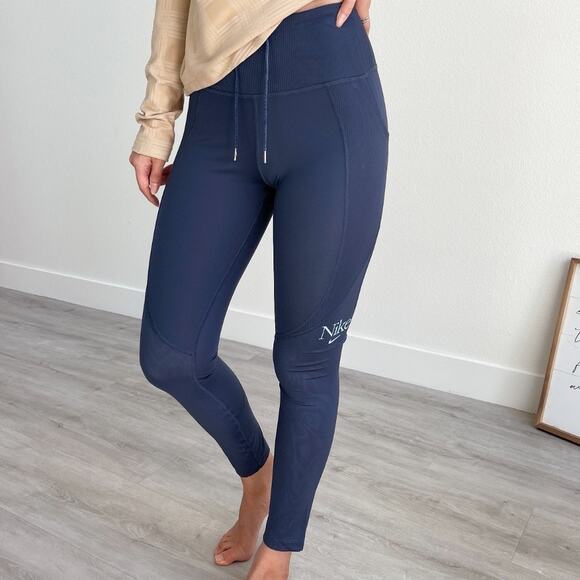 Nike Dri Fit Femme Fast 7/8 ankle Running Leggings Pants Thunder Blue Womens M - Picture 5 of 17